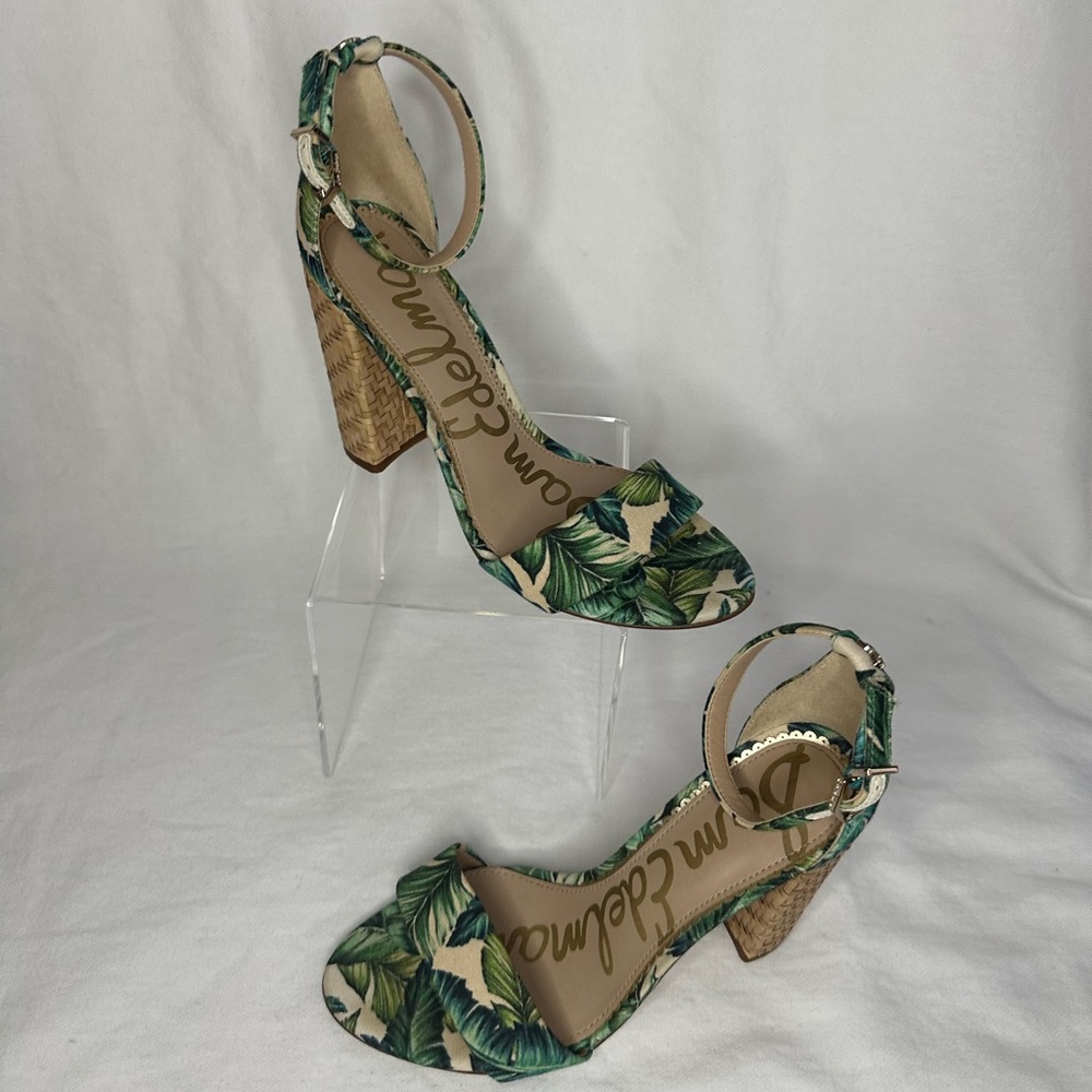 Sam Edelman Tropical Print Yaro Palm Leaf Block Heels 6.5 - Picture 3 of 7